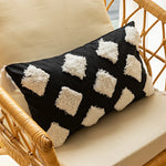 Throw Pillow Cover Hand-Stitched Geometric Embroidery Cotton-Linen Hidden Zipper