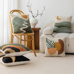 Throw Pillow Cover Hand-Tufted Loop-Pile Abstract Geometric Hidden Zipper