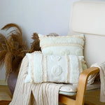 Throw Pillow Cover Hand-Tufted Polka Dots & Fringe Machine Washable