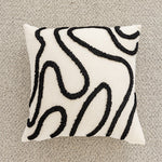 Throw Pillow Cover Hand-Tufted Squiggle Embroidery Hidden Zipper