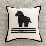 Throw Pillow Cover Hand-Tufted Squiggle Embroidery Hidden Zipper