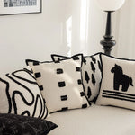 Throw Pillow Cover Hand-Tufted Squiggle Embroidery Hidden Zipper