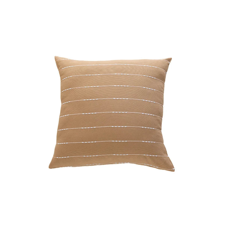 Throw Pillow Cover Handwoven Cotton-Blend Embroidered Stripes