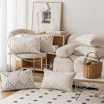 Throw Pillow Cover Handwoven Cotton-Blend Tufted Embroidery Hidden Zipper