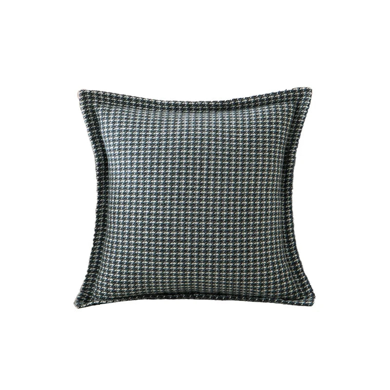 Throw Pillow Cover Houndstooth Jacquard Piped Edge & Concealed Zipper