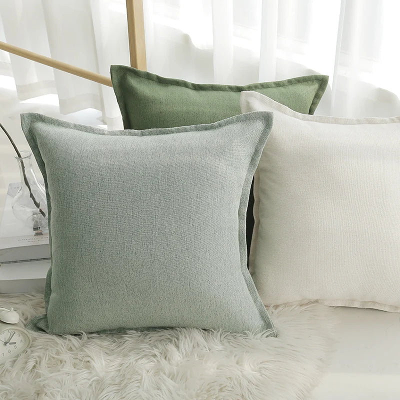 Throw Pillow Cover Linen-Blend Piped Edge & Hidden Zipper