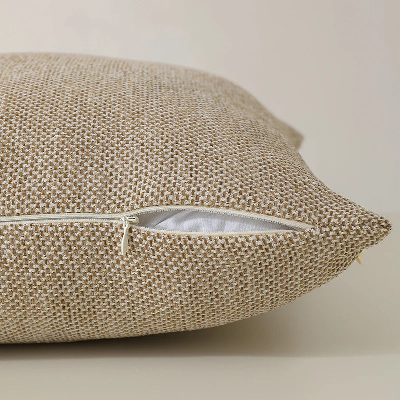 Throw Pillow Cover Linen Chenille Dense Woven Hidden Zipper