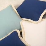 Throw Pillow Cover Linen-Texture Brush Fringe Hidden Zipper