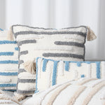 Throw Pillow Cover Loop-Embroidered Hand-Tied Tassels Hidden Zipper