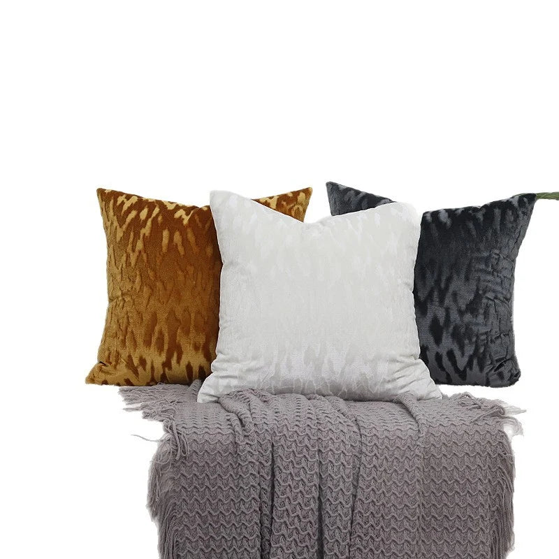 Throw Pillow Cover Low-Pile Velvet Embossed Jacquard Hidden Zipper