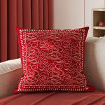 Throw Pillow Cover Metallic Embroidery Hidden Zipper Piped Edges