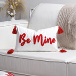 Throw Pillow Cover Plush Heart Applique & Tassel Corners