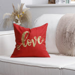 Throw Pillow Cover Plush Heart Applique & Tassel Corners
