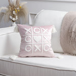 Throw Pillow Cover Plush Heart Applique & Tassel Corners