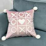 Throw Pillow Cover Plush Heart Applique & Tassel Corners