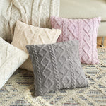 Throw Pillow Cover Plush Sherpa Geometric Tufting