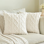 Throw Pillow Cover Plush Sherpa Geometric Tufting
