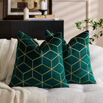Throw Pillow Cover Plush Velvet Metallic Embroidery Hidden Zipper