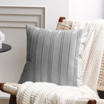 Throw Pillow Cover Plush Velvet Vertical Pintuck Hidden Zipper