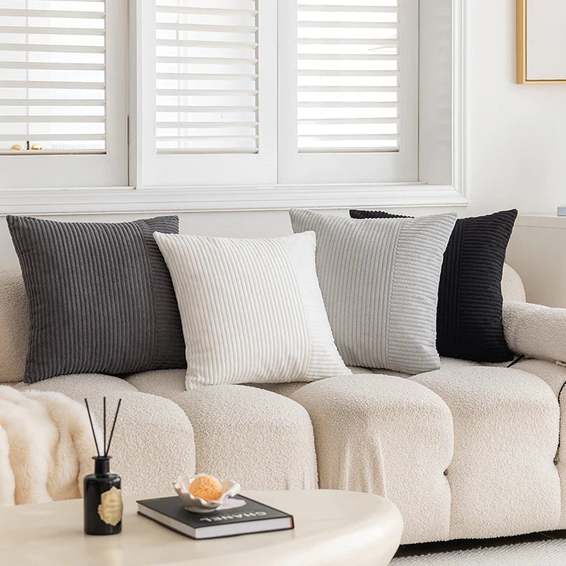 Throw Pillow Cover Ribbed Chenille Removable & Machine Washable