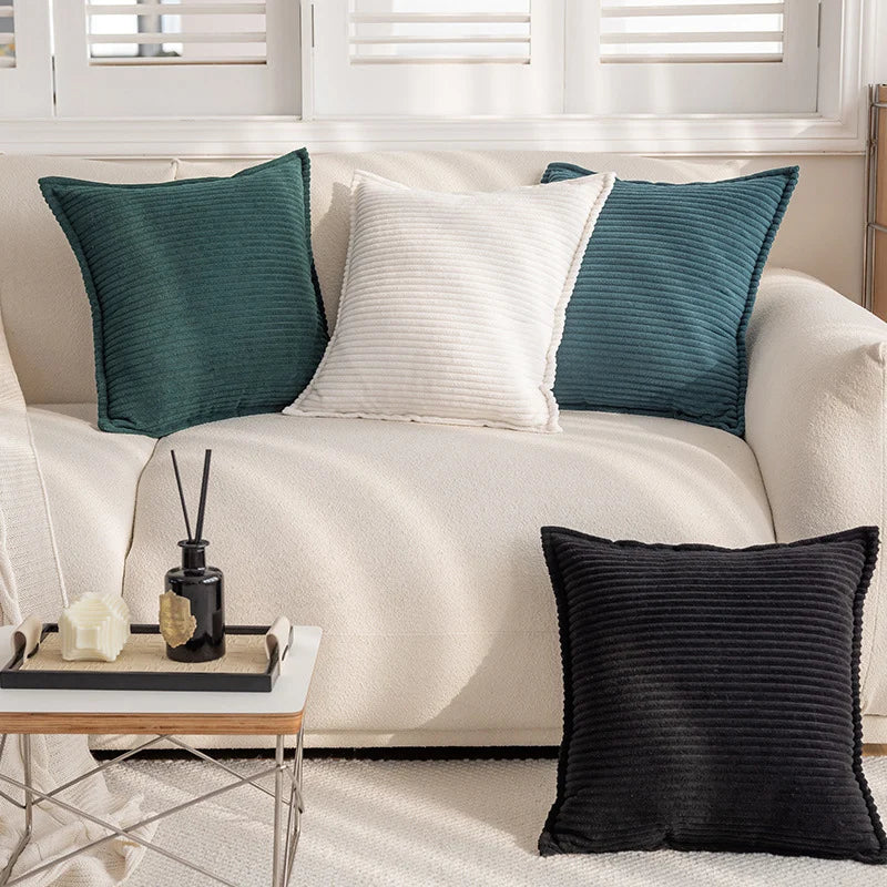 Throw Pillow Cover Ribbed Corduroy Concealed Zipper