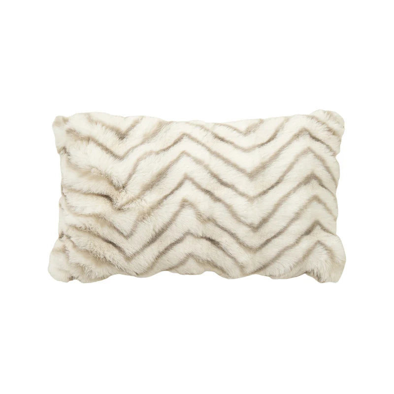 Throw Pillow Cover Serrated Faux Fur & Removable Zipper