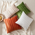 Throw Pillow Cover Soft-Touch Velvet Pintuck Pleats Hidden Zipper