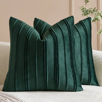 Throw Pillow Cover Soft-Touch Velvet Pintuck Pleats Hidden Zipper