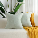Throw Pillow Cover Stitched Geometric Cotton-Linen Hidden Zipper
