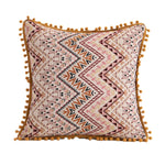 Throw Pillow Cover Tapestry Patchwork Pom-Pom Tassels Hidden Zipper