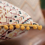 Throw Pillow Cover Tapestry Patchwork Pom-Pom Tassels Hidden Zipper