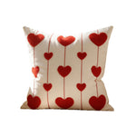 Throw Pillow Cover Tufted Chenille Hearts Cotton-Linen Hidden Zipper