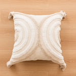 Throw Pillow Cover Tufted Concentric Circles Cotton-Blend Hidden Zipper