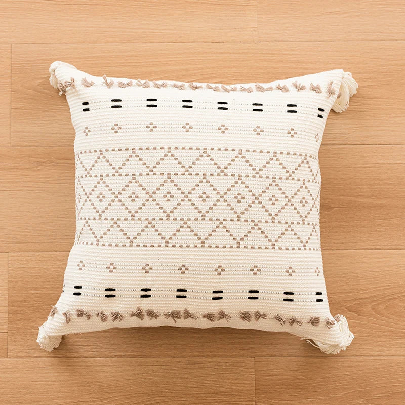 Throw Pillow Cover Tufted Concentric Circles Cotton-Blend Hidden Zipper