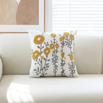 Throw Pillow Cover Tufted Floral Embroidery Cotton-Blend