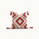 Throw Pillow Cover Tufted Geometric Tassels Hidden Zipper