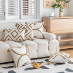 Throw Pillow Cover Tufted Half-Round & Tassel Corners