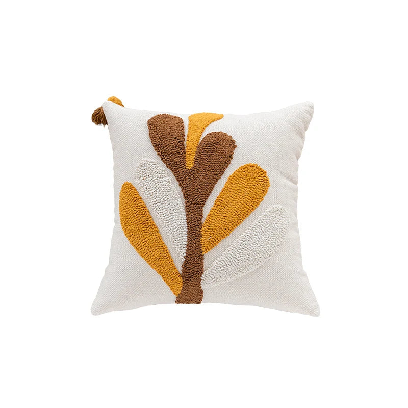 Throw Pillow Cover Tufted Quatrefoil Cotton With Tassels