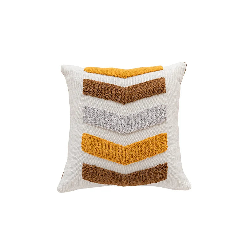 Throw Pillow Cover Tufted Quatrefoil Cotton With Tassels