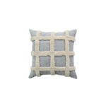 Throw Pillow Cover Tufted Shaggy Lattice Linen-Look Hidden Zipper