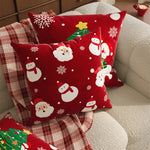 Throw Pillow Cover Velvet Holiday Print Machine Washable