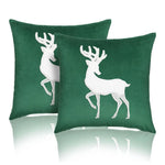 Throw Pillow Cover Velvet Reindeer Appliqué Hidden Zipper