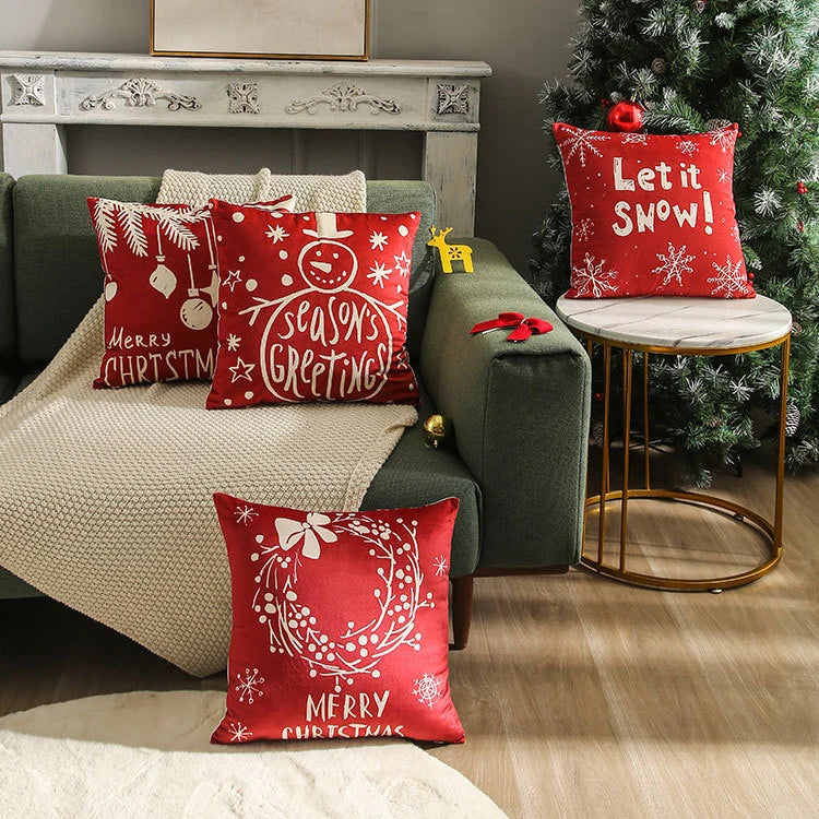 Throw Pillow Cover Velvet Screenprint Hidden Zipper Machine Washable
