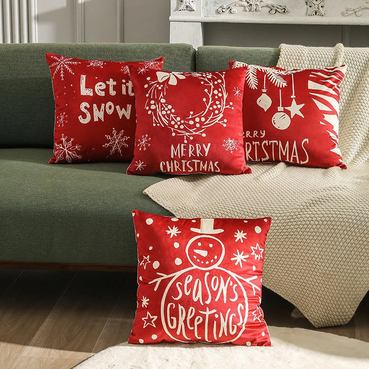Throw Pillow Cover Velvet Screenprint Hidden Zipper Machine Washable