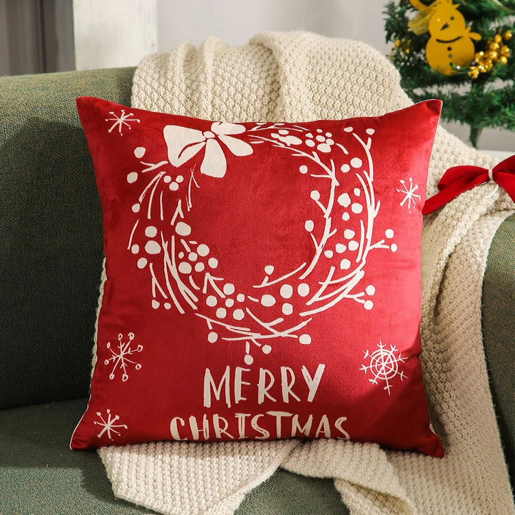 Throw Pillow Cover Velvet Screenprint Hidden Zipper Machine Washable