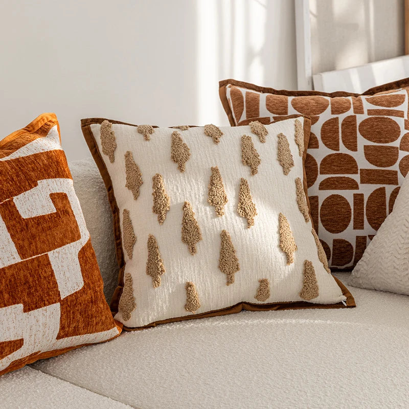Throw Pillow Cover Woven Houndstooth Concealed Zipper