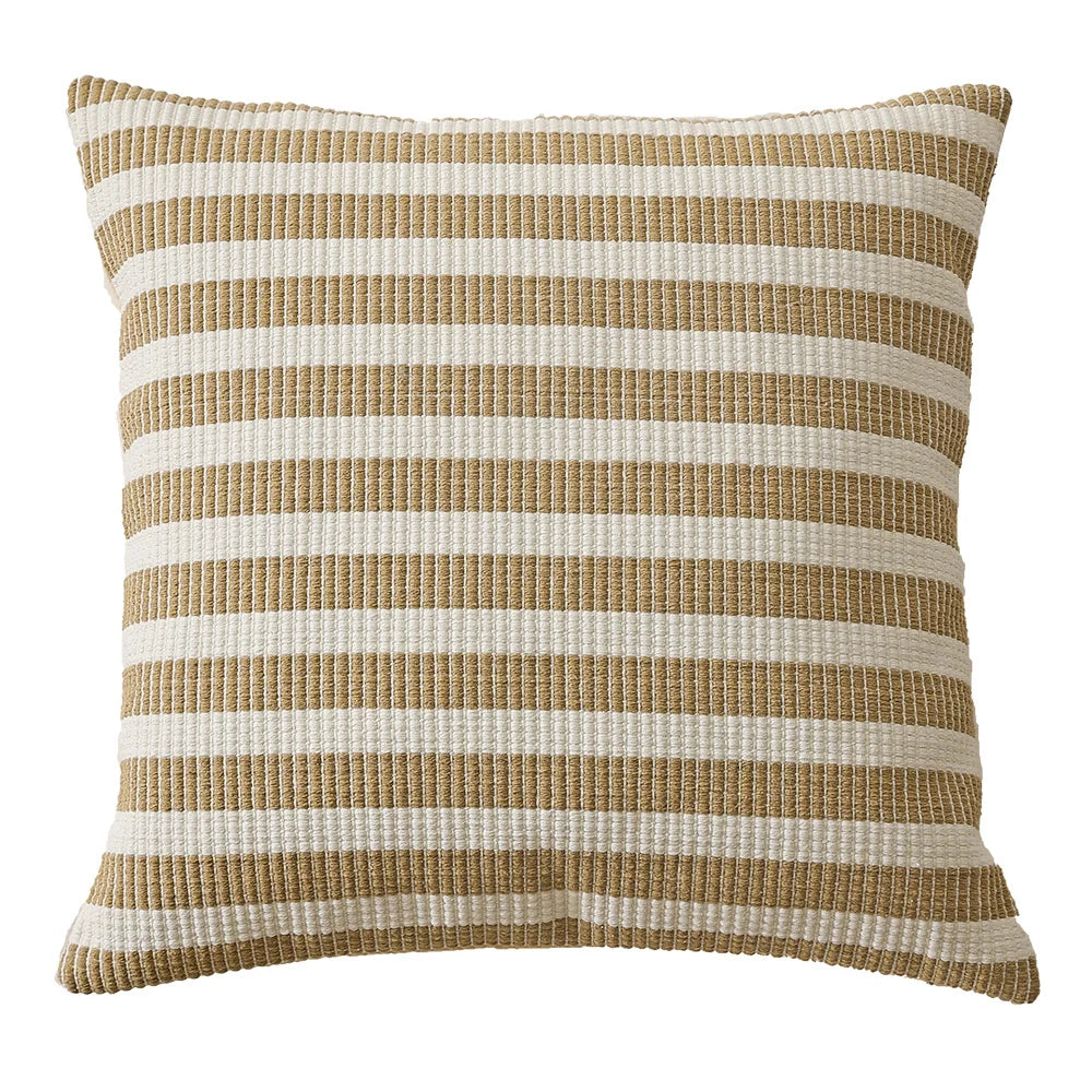 Throw Pillow Cover Woven Ribbed Stripe Cotton Blend