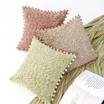 Throw Pillow Covers Bouclé Texture & Pom-Pom Trim