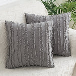 Throw Pillow Covers Fringed Cotton-Linen Hidden Zipper Pair