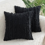 Throw Pillow Covers Fringed Cotton-Linen Hidden Zipper Pair